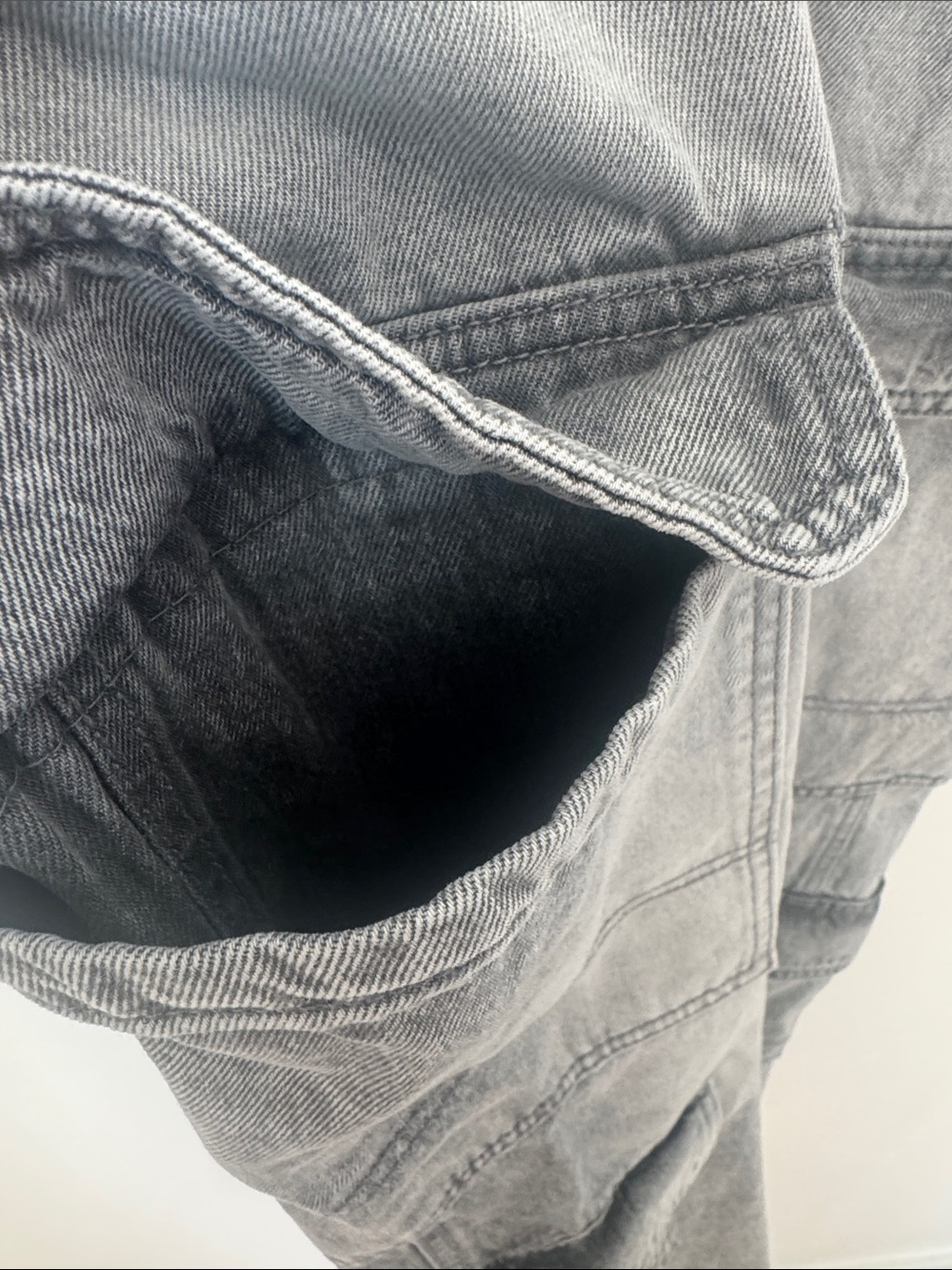 H&M Divided Gray Wide Leg Cargo Jeans Women's High Rise Utility Baggy Denim 14 - Picture 6 of 14